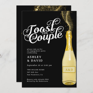 Gold Champagne   Toast   Engagement Party  Invitat Invitation
