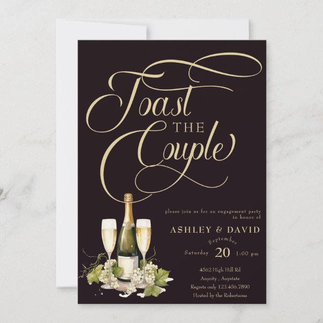 Gold Champagne | Toast | Engagement Party  Invitation (Front)