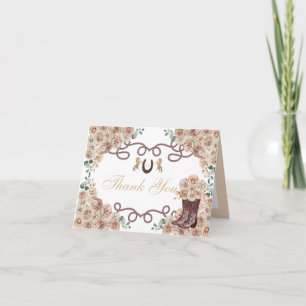 Gold Champagne Western Quinceanera Thank You Card