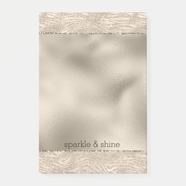Gold Champagne Zebra Print Post-it Notes (Front)