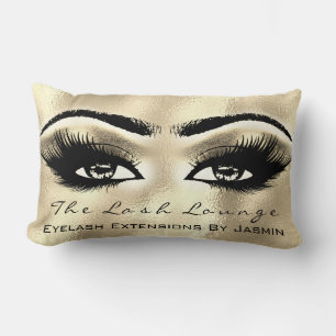 Gold Champaigne Makeup Eyes Lashes Beauty Metal Lumbar Cushion