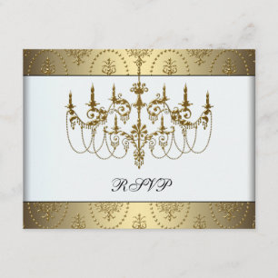 Gold Chandelier Classy Sweet Sixteen Ball RSVP Card