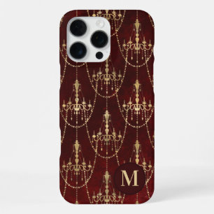 Gold Chandelier Red Monogram iPhone 16 Pro Max Case