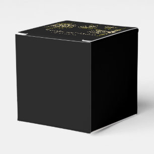 Gold Chandeliers on Black Posh Wedding Favour Box