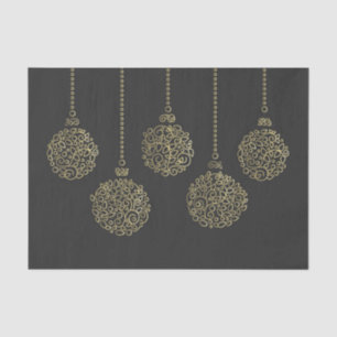 Gold & Charcoal Ornaments Elegant Holiday Party Tissue Paper
