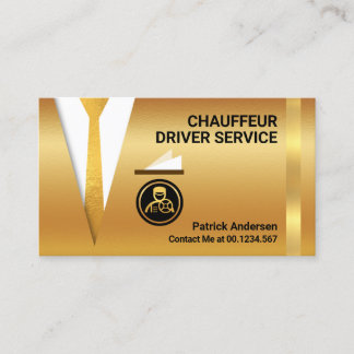 Gold Chauffeur Suit Driving Business Card