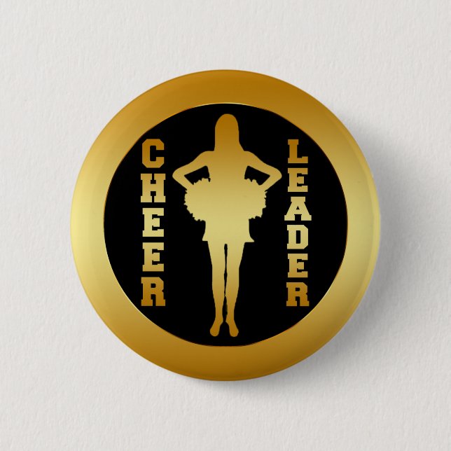GOLD CHEERLEADER 6 CM ROUND BADGE (Front)