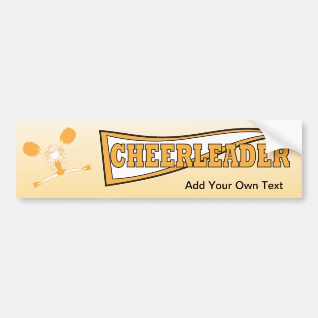Gold Cheerleader Girl Silhouette Bumper Sticker (Front)