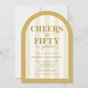 Gold Cheers to 50 Years 50th Birthday Invitation