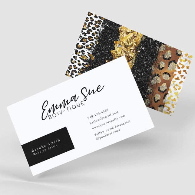 Gold Cheetah Leopard Print Elegant Add Your Logo Business Card (Creator Uploaded)