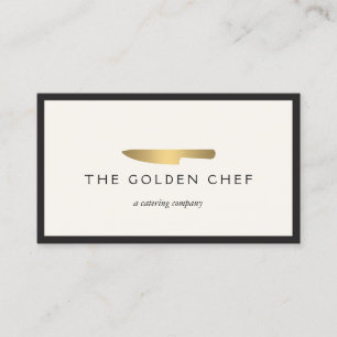 Gold Chef's Knife Logo for Catering, Restaurant II Business Card