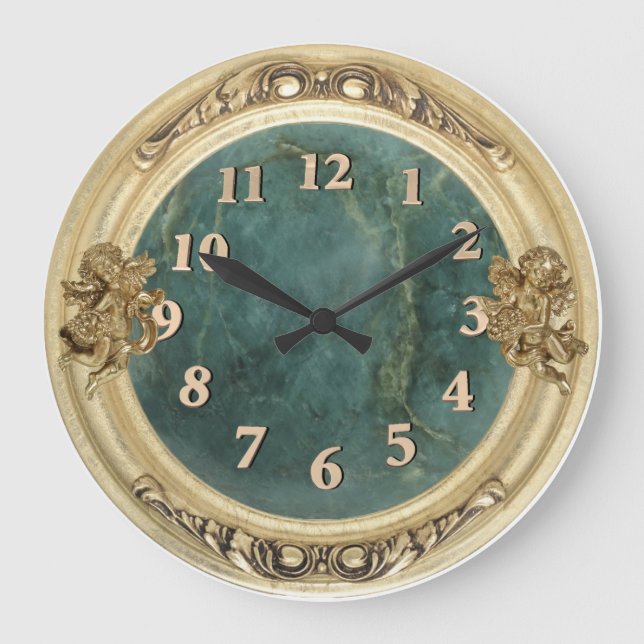 Gold Cherubs and Jade Large Clock (Front)