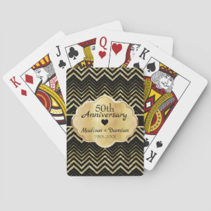 Gold Chevron and Diamonds Anniversary  Playing Cards