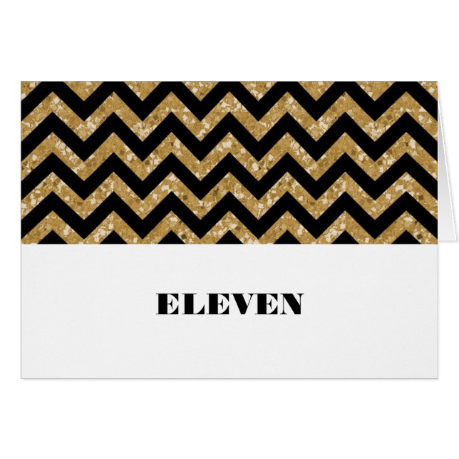 Gold Chevron Glitter Table Card (Front Horizontal)