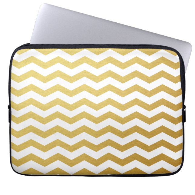 Gold Chevron Pattern Laptop Sleeve (Front)