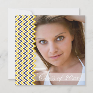 Gold chevron photo graduation party announcement