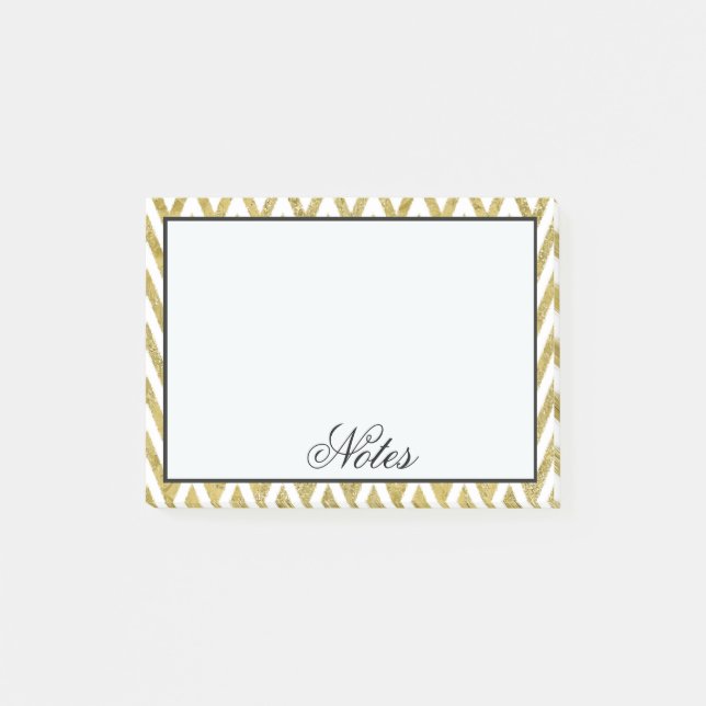 Gold Chevron Stripes Post-it Notes (Front)