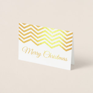 Gold Chevron Trim Merry Christmas Foil Card