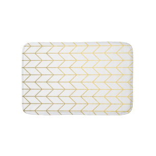 Gold Chevron White Background Modern Chic Bath Mat