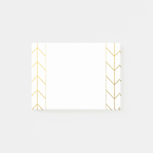 Gold Chevron White Background Modern Chic Post-it Notes (Front)