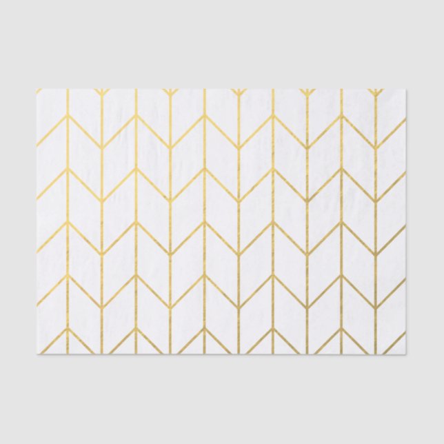 Gold Chevron White Background Modern Chic Tissue Paper (Front)