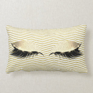 Gold Chevron White Foxier Eye Sleep Glitter Makeup Lumbar Cushion