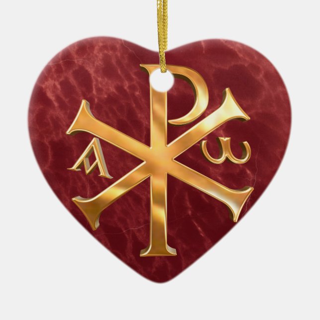 Gold Chi-Rho Ceramic Ornament (Front)