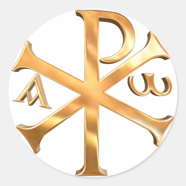 Gold Chi-Rho Classic Round Sticker (Front)