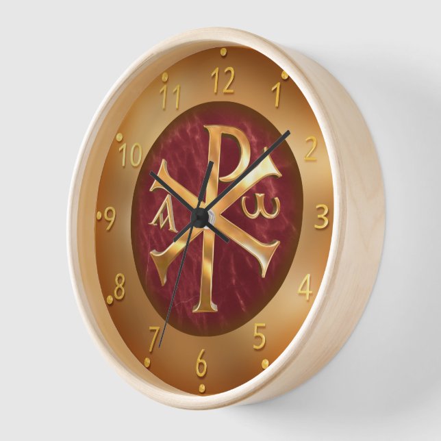 Gold Chi-Rho Clock (Angle)