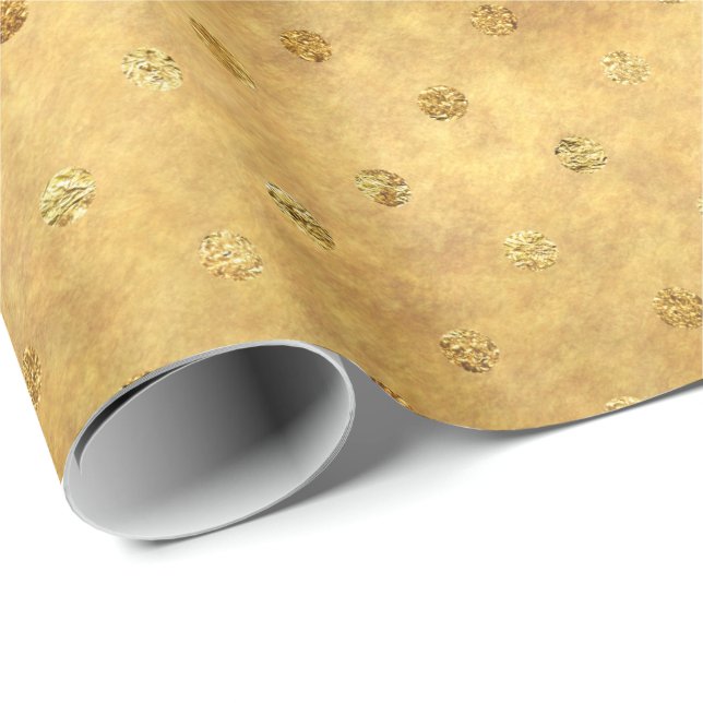 Gold Chic Dots Wrapping Paper (Roll Corner)