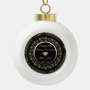 Gold Chic Elegant 50th Wedding Anniversary Ceramic Ball Christmas Ornament