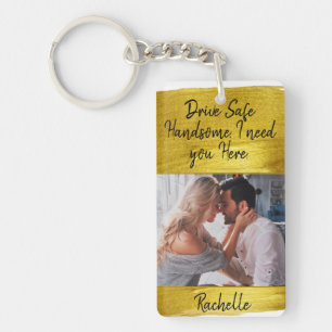Gold Chic Elegant Drive Safe Custom Photo Keychain