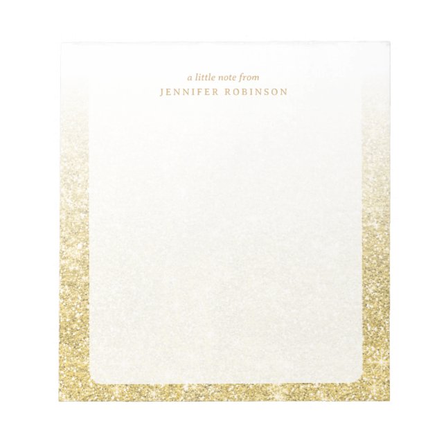 Gold Chic Glam Faux Glitter Fade w/ Name  Notepad (Front)