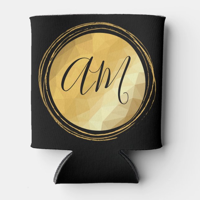 Gold chic metallic frame custom monogram letters can cooler (Front)