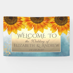 Gold Chic Sunflowers Wedding Banner