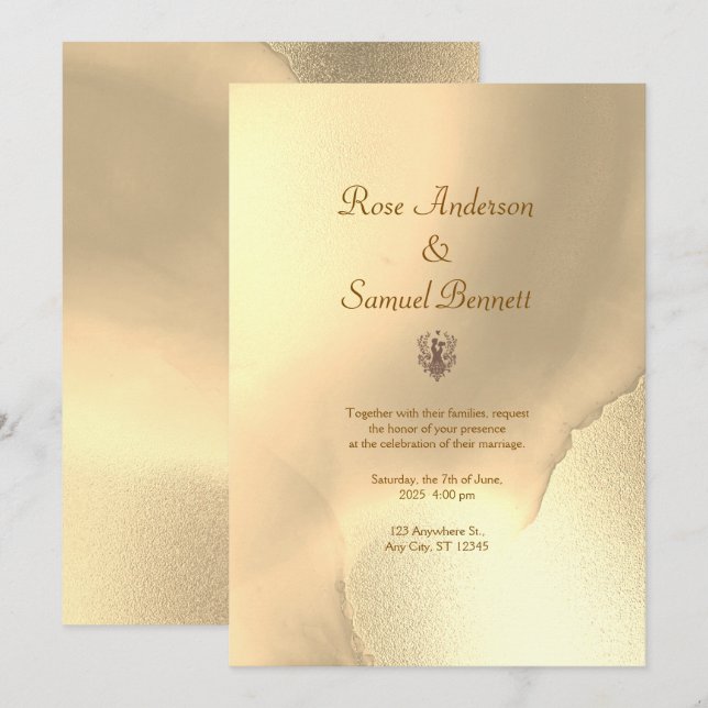 Gold Chic Wedding Invitation (Front/Back)