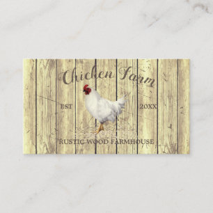 Gold Chicken Wood Rustic Organic Egg Farming Business Card
