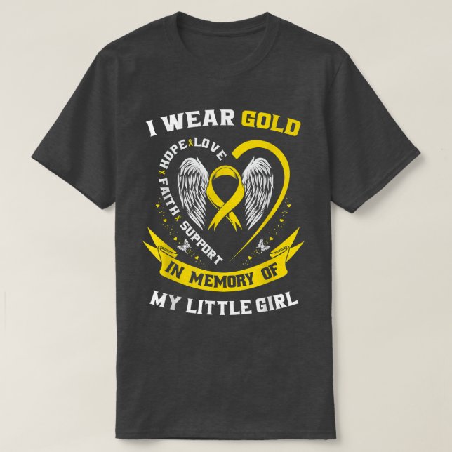 Gold Childhood Cancer Awareness Daughter Little Gi T-Shirt (Design Front)