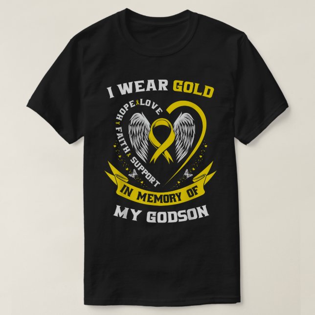 Gold Childhood Cancer Awareness Godson Godmother G T-Shirt (Design Front)