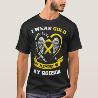 Gold Childhood Cancer Awareness Godson Godmother G T-Shirt