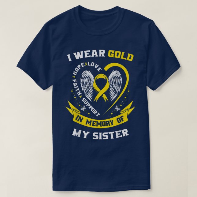 Gold Childhood Cancer Awareness Items Sister Men W T-Shirt (Design Front)