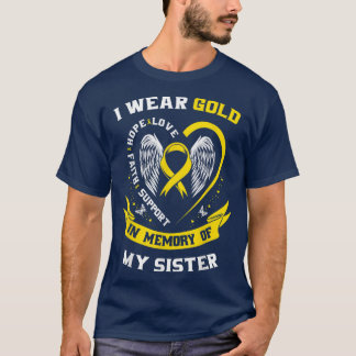 Gold Childhood Cancer Awareness Items Sister Men W T-Shirt