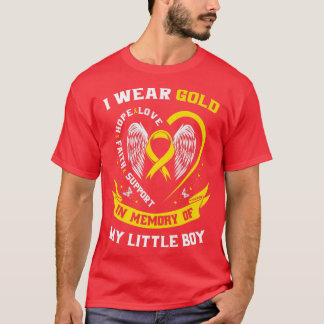 Gold Childhood Cancer Awareness Son Little Boy In  T-Shirt