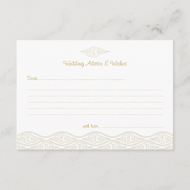 Gold Chinese Clouds Wedding Advice Cards (Front)