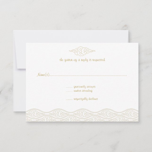 Gold Chinese Clouds Wedding RSVP Cards (Front)
