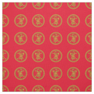 Gold Chinese dragon medallion Fabric