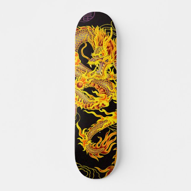 Gold Chinese Emperor Dragon Element Custom Pro Skateboard (Front)