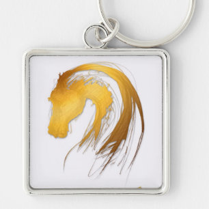 Gold Chinese Horse Year Zodiac Birthday Keychain
