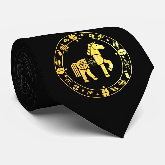 Gold Chinese new year 2026 Tie (Rolled)