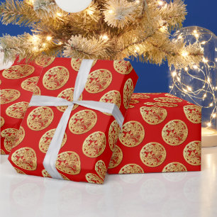 Gold Chinese Paper-cut Tiger Year Choose Colour W8 Wrapping Paper